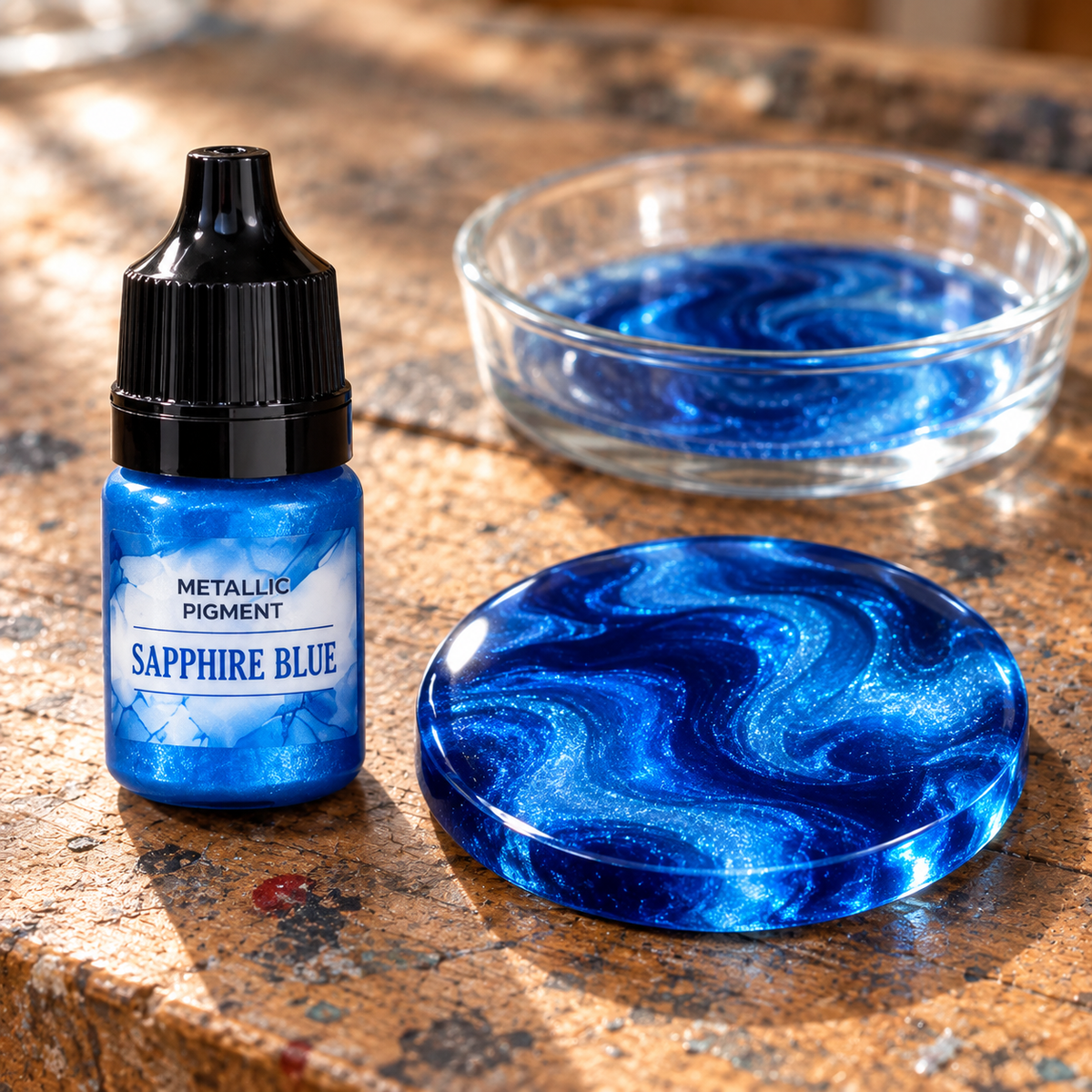 Pigment metalic lichid pentru rășină 5 ml – albastru safir (Sapphire Blue)