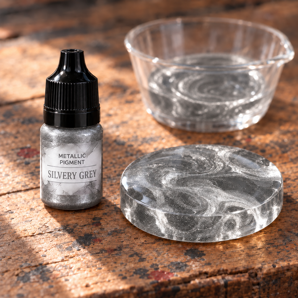 Pigment metalic lichid pentru rășină 5 ml – argintiu (Silvery Grey)