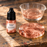 Pigment metalic lichid pentru rășină 5 ml – roșu piersică (Peach Red)