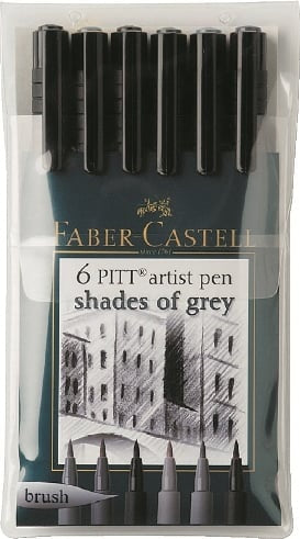 pitt artistic pens set de 6 nuante de gri ro fbc167104