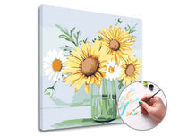 Pictură după numere MARGARETS AND SUNflowers – pe cadru