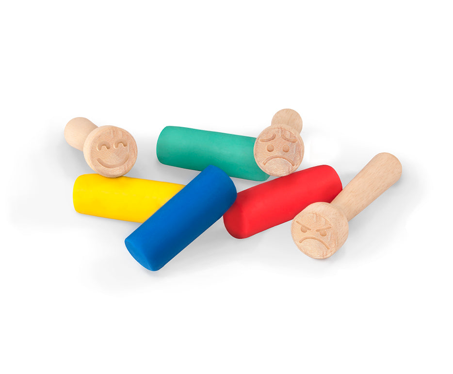 Plastilină naturală moale Jovi My First 4 x 38 g + 3 ștampile din lemn Emotions