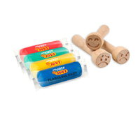 Plastilină naturală moale Jovi My First 4 x 38 g + 3 ștampile din lemn Emotions