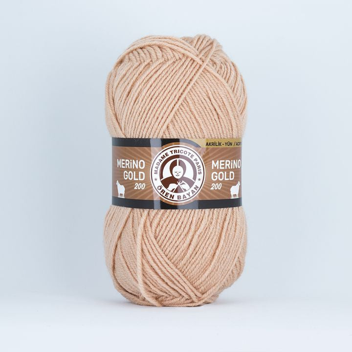 Fire pentru tricotat Madame Tricote Paris Merino Gold 200 - 100 g – 114 bej