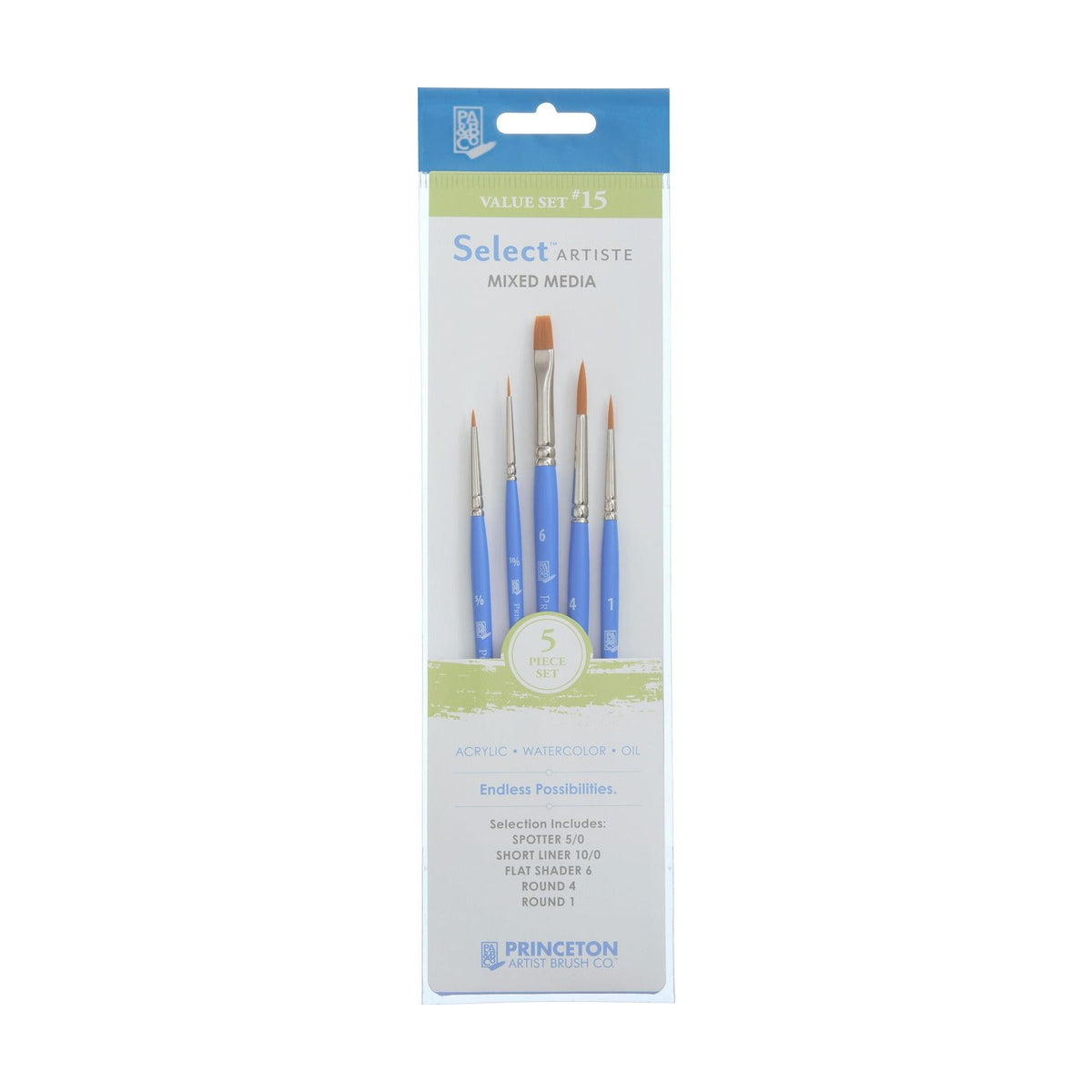 Pensulă universală rotundă mini PRINCETON Select cu păr sintetic – 5 buc