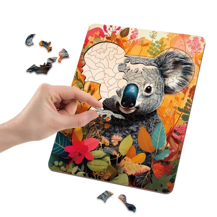 puzzle din lemn koala forme unice 130 piese moxy
