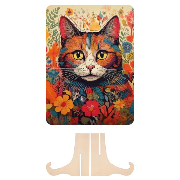 puzzle din lemn pisica cu forme unice 130 piese