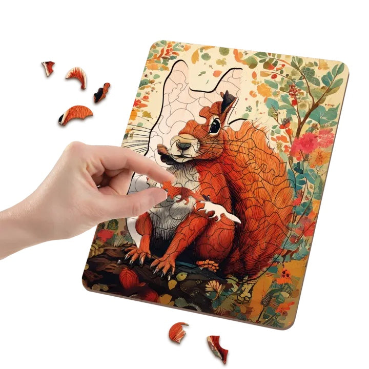 puzzle din lemn veverița 130 piese moxy