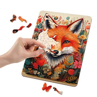 puzzle din lemn vulpe 130 de piese cu forme unice de la moxy