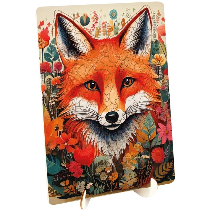 puzzle din lemn vulpe 130 de piese cu forme unice de la moxy