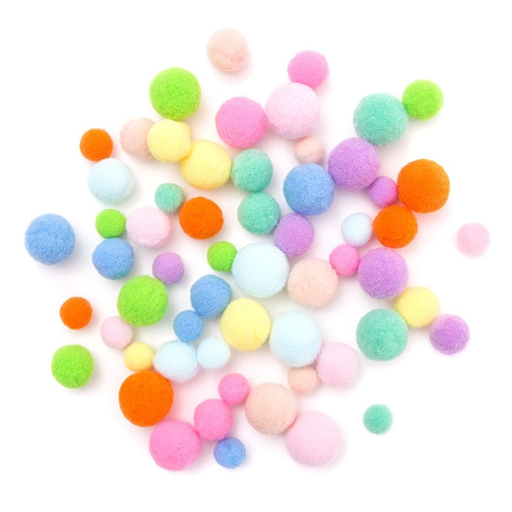 rainbow plush pom poms 60 buc ro dpcceoz 174