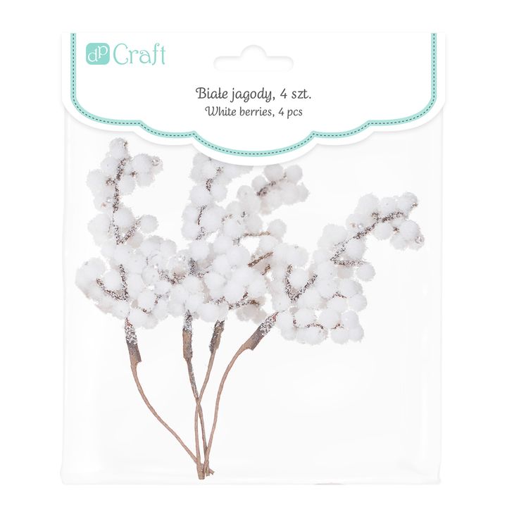 ramuri decorative 3d cu bobițe albe 4 buc