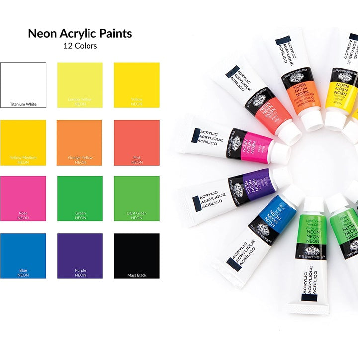 royal amp langnickel vopsele acrilice neon 12 x 12 ml ro rlgacrneon1212