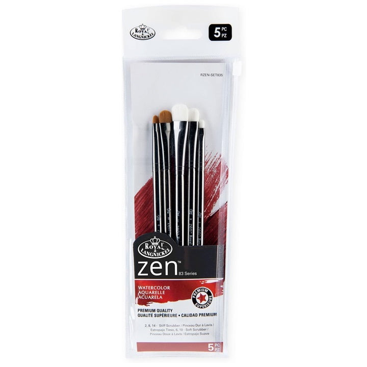 royal and langnickel zen 83 series watercolor brush set 5pcs ro rlgrzenset835