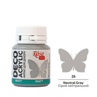 Acrilic pentru decorațiuni, MAT, 20 ml, ROSA TALENT – Neutral Gray mat