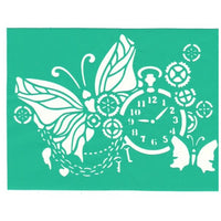 sablon autoadeziv fluture cu ceas 20 x 15 cm ro mxh11062