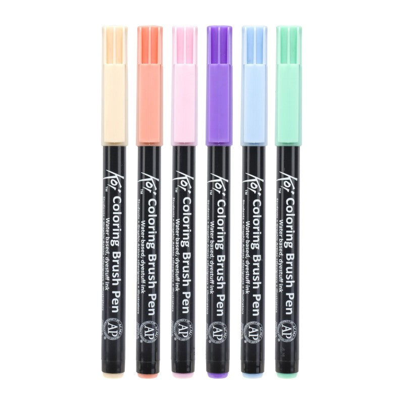 Markere acuarelă tip pensulă Sakura Koi Coloring Brush Pen - set de 6 buc Sweets