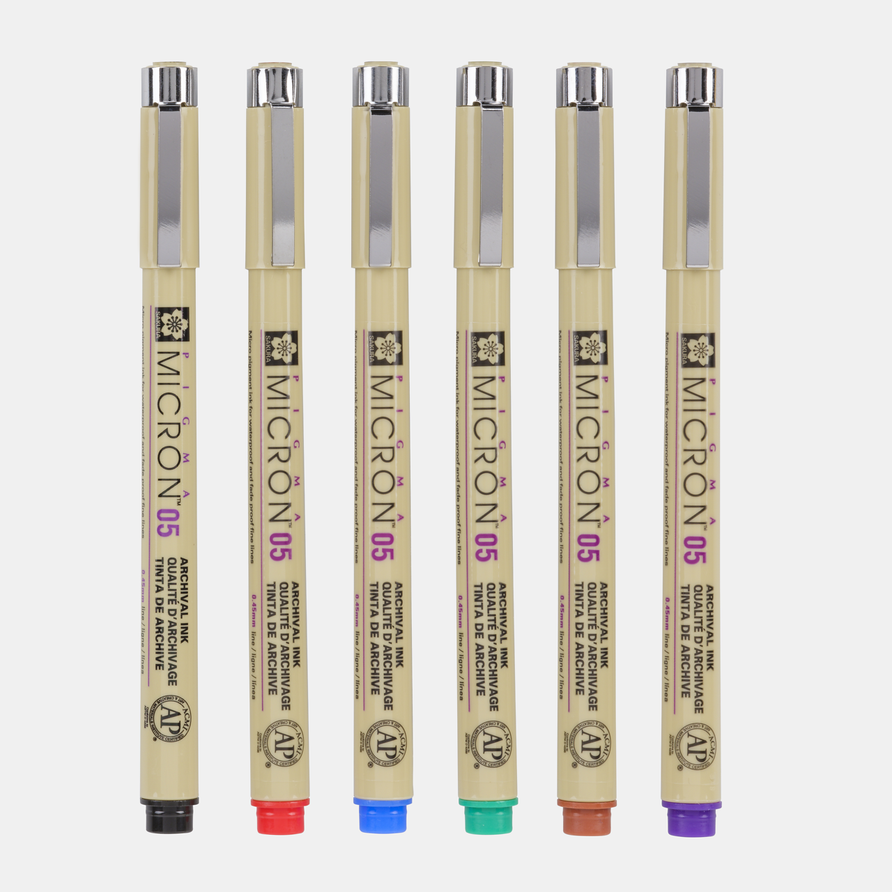 Fineliner Sakura Pigma Micron 05 0,45 mm – set de 6 culori