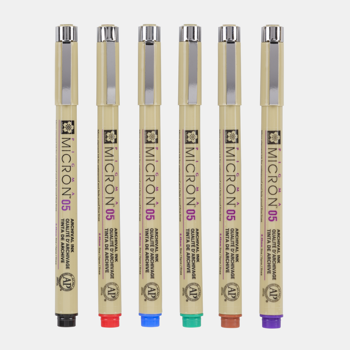 Fineliner Sakura Pigma Micron 05 0,45 mm – set de 6 culori