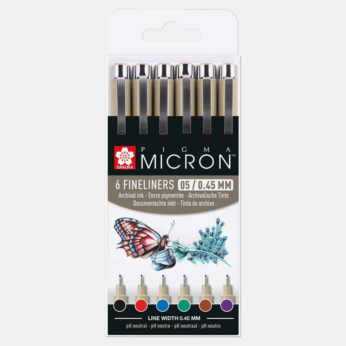 Fineliner Sakura Pigma Micron 05 0,45 mm – set de 6 culori