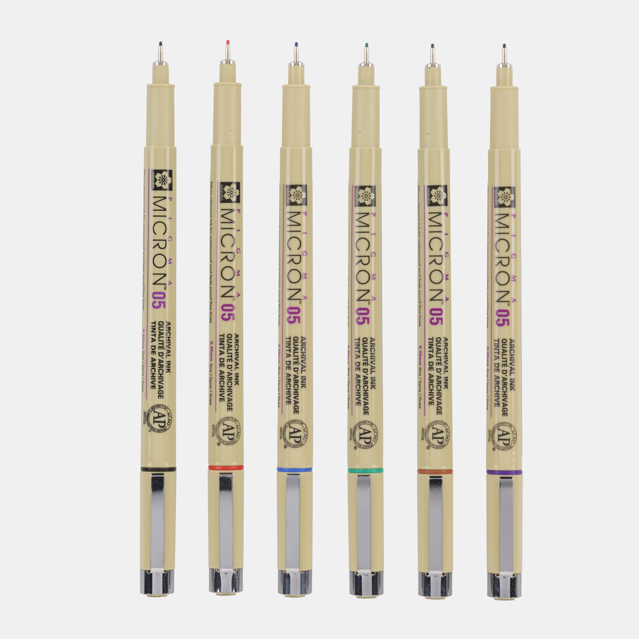Fineliner Sakura Pigma Micron 05 0,45 mm – set de 6 culori