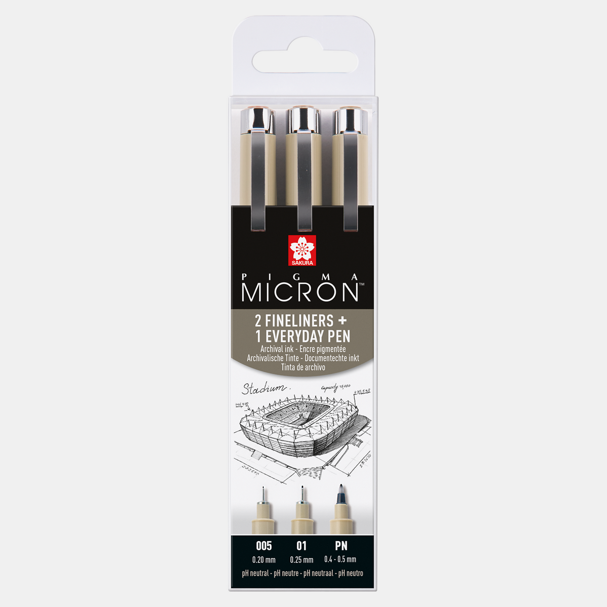 Set linere tehnice SAKURA Pigma Micron Arhitectură 3 buc - 005, 01, PN Black