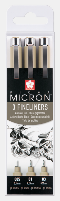 Sakura Pigma Micron set linere Design 3 buc – 0,20 / 0,25 / 0,30 mm, negru