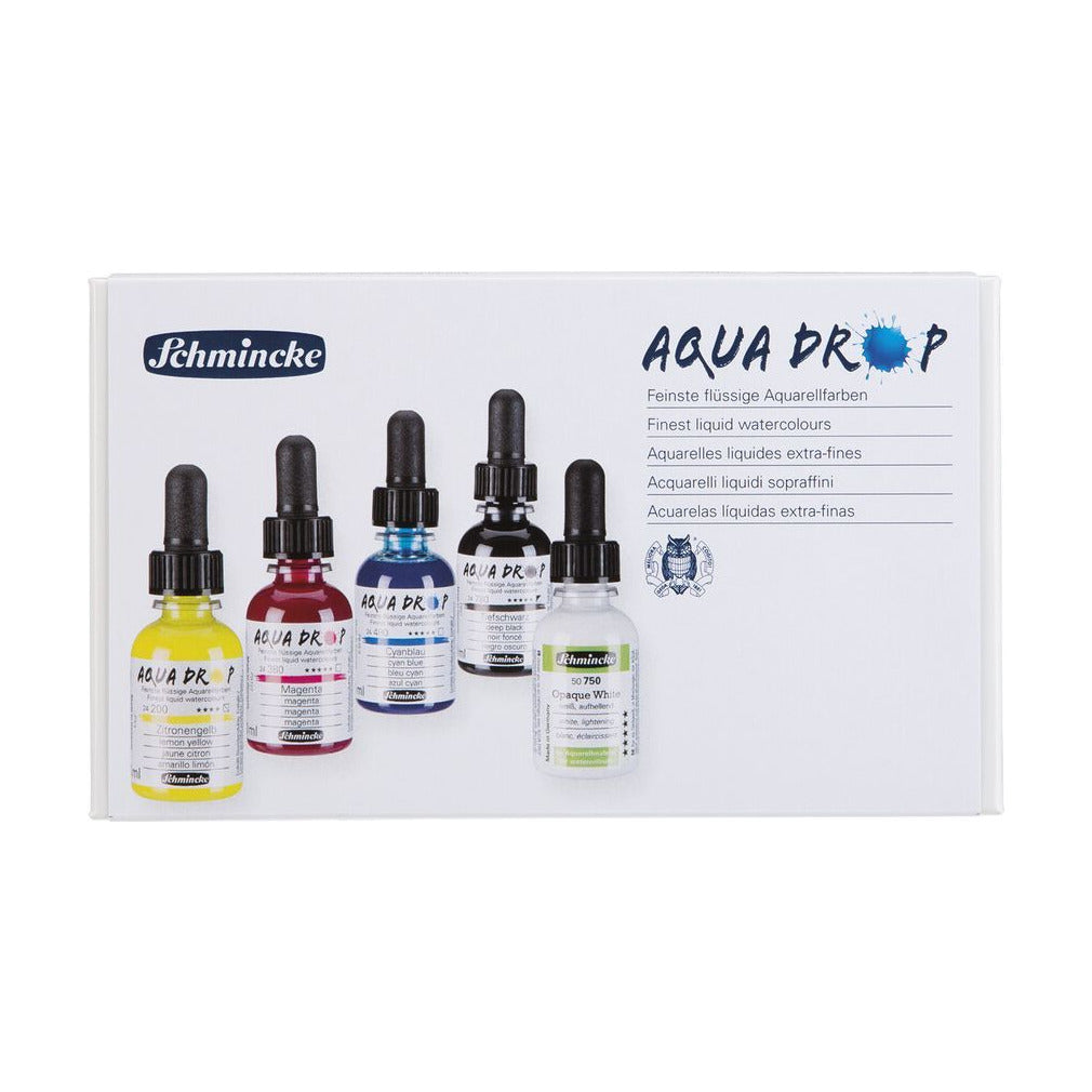 Schmincke AQUA DROP set în cutie de carton, 5 x 30 ml (culori primare) + alb de acoperire