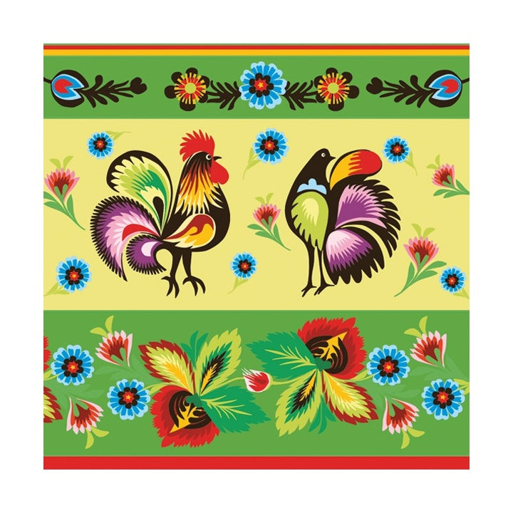 servetele eco pentru decoupaj folklore roosters cream green 1 buc ro mxhslog043802