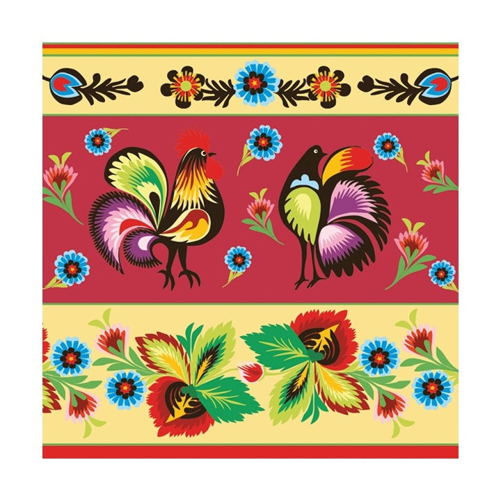 servetele eco pentru decoupaj folklore roosters cream red 1 produs ro mxhslog043801