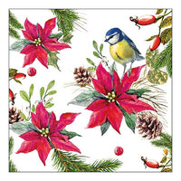 servetele pentru decoupage bird on poinsettia 1 buc ro mxh33314640
