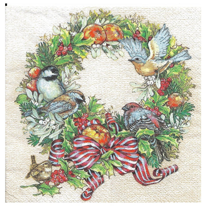 servetele pentru decoupage christmas wreath with birds 1 buc ro mxhslgw021301