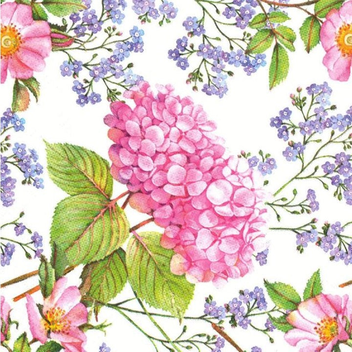 servetele pentru decoupage pink hydrangea and forget me not flowers 1 buc ro mxhslog045901