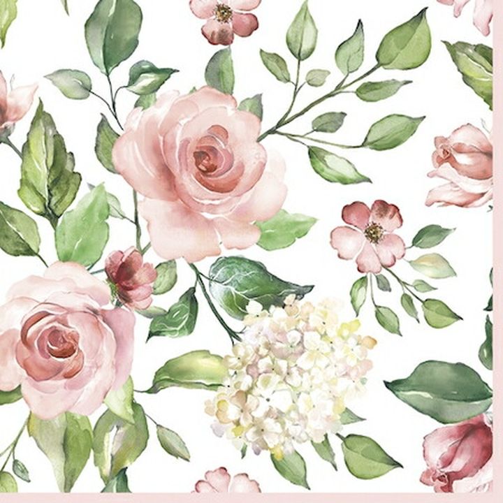 servetele pentru decoupage watercolour roses with hydrangea 1 buc ro mxhslog052201