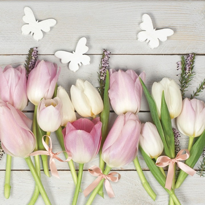servetele pentru decoupage white pink tulips on wood 1 buc ro mxhsdwi004401