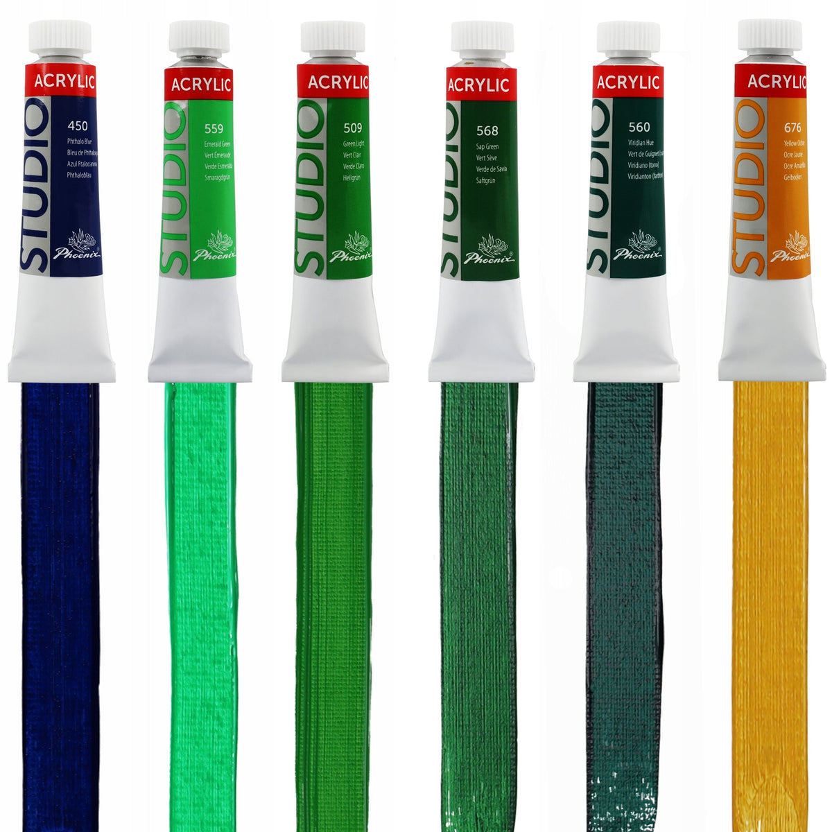 Set 24 de culori acrilice Phoenix Studio 24 x 12 ml cu pensule și paletă