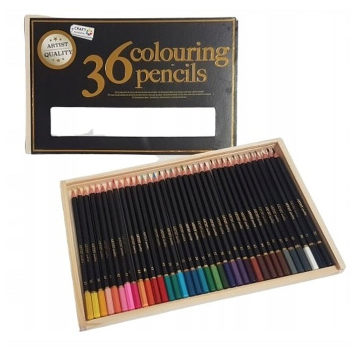 set 36 de creioane colorate in cutie de lemn ro rmscr0392 gea