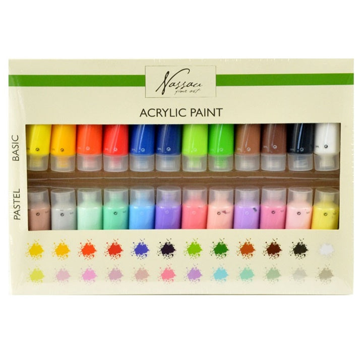 set acrilic 24 x 22 ml culori de baza si pastelate ro rmsar0737 ge