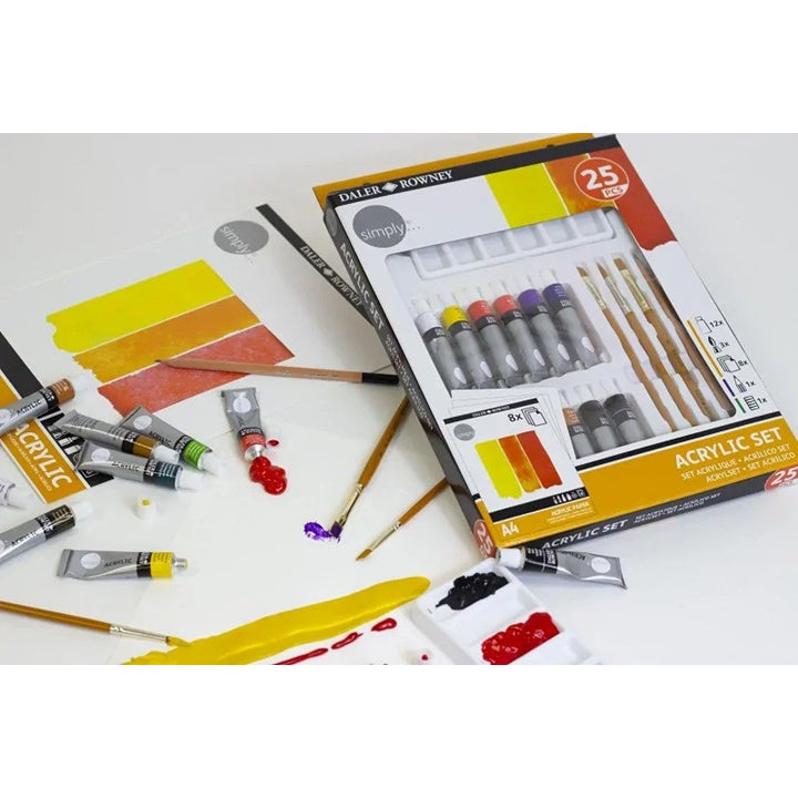 set acrilic daler rowney cu accesorii 25 buc ro dlr126500410