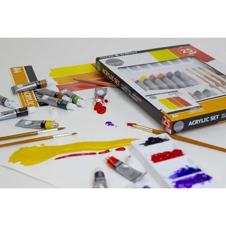 set acrilic daler rowney cu accesorii 25 buc ro dlr126500410