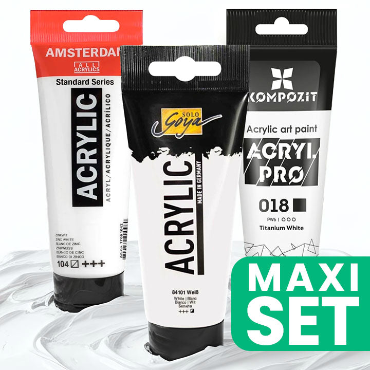 set avantajos de 3 culori acrilice albe amsterdam kompozit solo goya