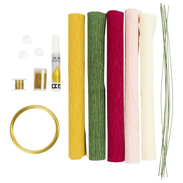 set creativ coronita de hartie creponata cu flori ro cch97087