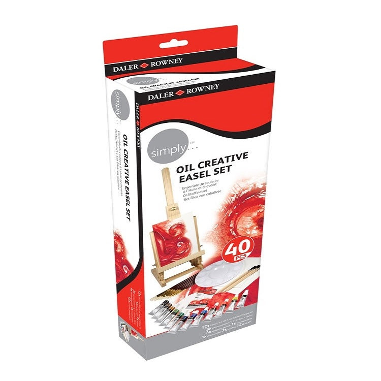 set creativ de culori ulei si sevalet daler rowney simply 40 piese ro dlr118500201