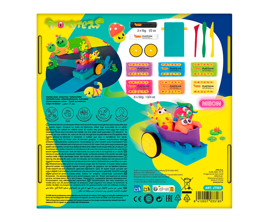Set creativ de modelaj Jovi Tech Crazy Cars Monștri - 14 buc