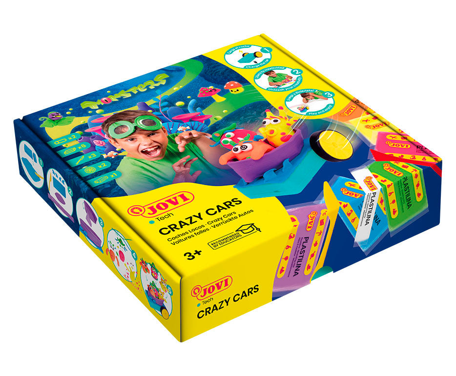Set creativ de modelaj Jovi Tech Crazy Cars Monștri - 14 buc