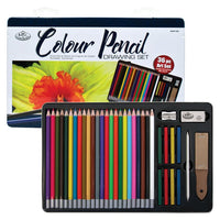 set creioane colorate intr o cutie metalica royal langnickel 36 buc ro rlgrart 201