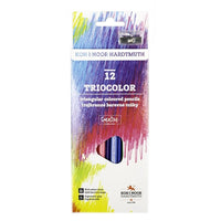 set creioane colorate triunghiulare cu ascutitoare tricolor 12 buc ro khn3132012011ks