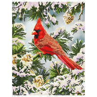 set cu margele diamond painting cardinal rosu iarna 35 5 x 45 5 ro cch74924