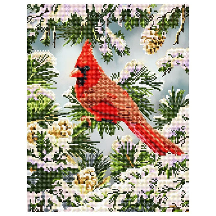 set cu margele diamond painting cardinal rosu iarna 35 5 x 45 5 ro cch74924