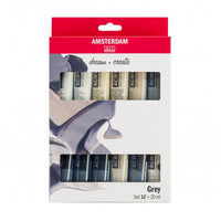 set culori acrilice amsterdam dream and create grey 12 x 20 ml ro rtl17820600